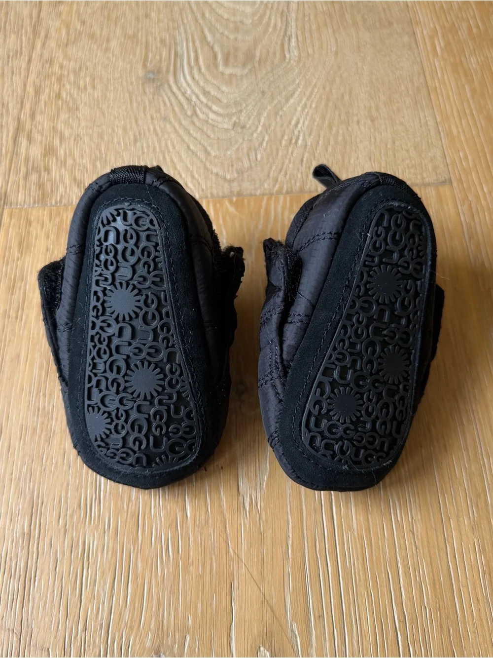 UGG Kids Black Quilted Slip-On Slippers with Neon Logo